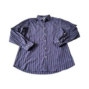 Mizzen+Main Leeward Collection Mens XL Trim Fit Blue Pinstripe Stretch